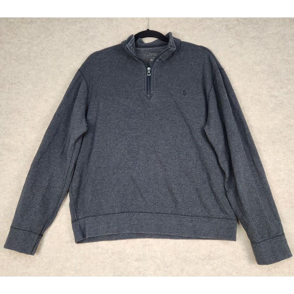 Polo Ralph Lauren Men's 1/4 Zip Pullover Dark Gray Size Large Preppy Minimalist